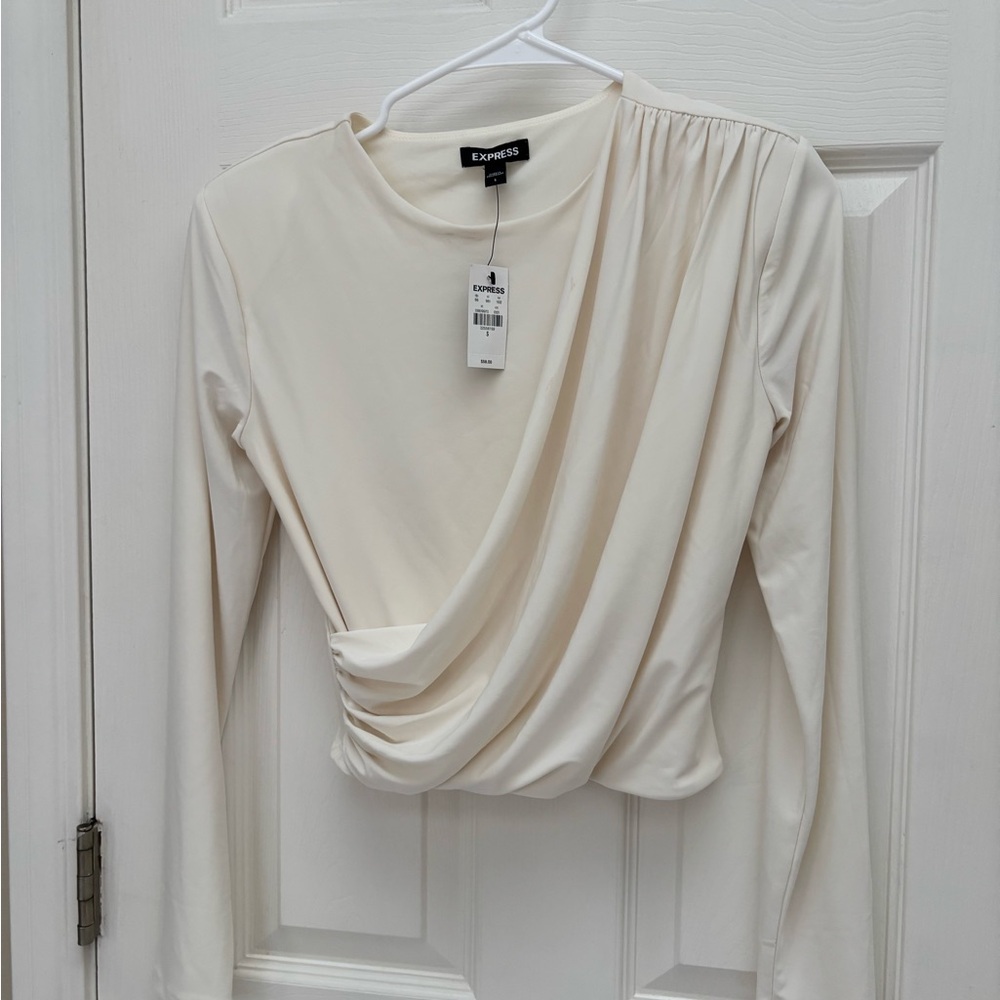 Express Cream Draped Women's Top